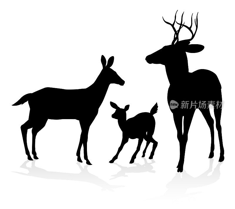 Silhouette Deer Family